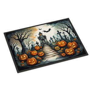 พรมเช็ดเท้าลายดอกดาวเรืองน่ากลัวสำหรับวันฮาโลวีนพรมเช็ดเท้ากันลื่นพื้นต่ำ24ชม. X 36W สำหรับพรมทางเข้าในร่มและกลางแจ้ง - Product Image 1