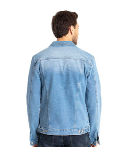DAIZEN STAR INTERNATIONAL Men's Loose Fit Denim Jacket <b>Light</b> Blue Solid Color Button Fly Closure Casual Style Stonewashed 100% - Product Image 3