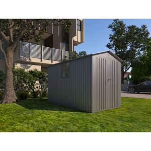 Caseta de Almacenamiento para Motocicletas al Aire Libre con Ventana Gris, Sin Rieles ni Accesorios - Product Image 1