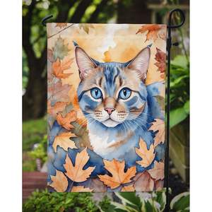 Ojos azules ธงประดับสวนลายใบไม้และแมวหลากสีสำหรับตกแต่งลานบ้านแบนเนอร์สำหรับชานบ้านงานศิลปะเตียงดอกไม้ขนาดเล็ก - Product Image 3