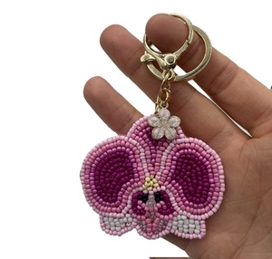 Fancy Seed Bead Embroidery Keyring with Colorful Handcrafted Design Premium Quality Glass Seed Bead <b>Keychain</b> for Bags - Product Image 1