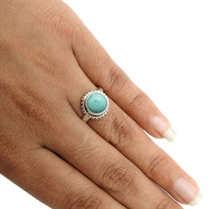 Creative & Simple Design <b>Ring</b> Made of Solid Pure 925 Sterling Silver Brilliant Round Cur <b>Turquoise</b> Gemstones Bohemian Jewelry - Product Image 4