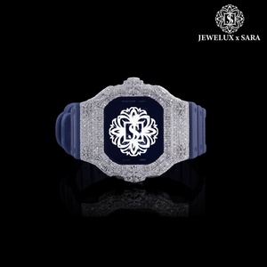 Indian Manufacture Luxurious <b>Automatic</b> Full VVS Moissanite Diamond Watch Rubber Strap Quartz Movement Available for Export Price - Product Image 4