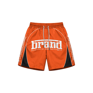 2026 Custom Logo Brand Men's Orange Windbreaker Shorts Set Woven Satin Breathable Casual Sporty Zipper Outerwear Spring Wear - Product Image 3