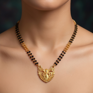 Collar Tradicional Divyoro de Aleación de Cobre Chapado en Oro con Cuentas y Colgante de Corazón, Joyería de Boda para Mujeres, Hinduismo - Product Image 3