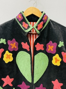 Chaqueta de Terciopelo Bordada a Mano para Mujer, Cuello Alto, Manga Larga, Estampado Floral, Estilo Casual - Product Image 4