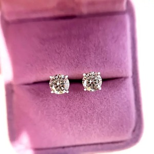 Elegant Look's 925 Moissanite Round Cut <b>Stud</b> Earrings Sterling <b>Silver</b> White Gold Plated Women's 1.0 Carat*2p Trendy - Product Image 4
