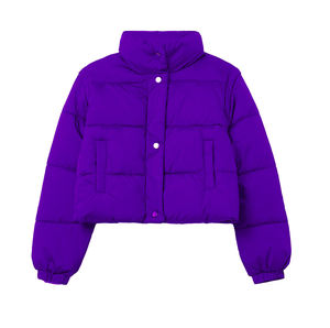 Luxury OEM Quilted <b>Cropped</b> Style Short Bubble Winter <b>Jackets</b> for Women with Detachable Collar Lightweight Polyester - Product Image 6