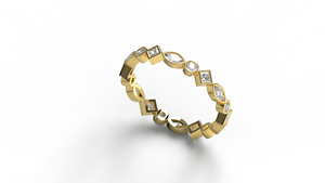 18K Gold Bezel Set Multi Shape Diamond Eternity Band Marquise Princess Round Cut Diamond <b>Ring</b> <b>Stacking</b> <b>Ring</b> Jewelry for Women - Product Image 2