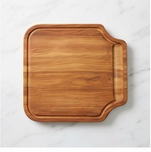 Planche à découper carrée en bois de haute qualité avec poignée et rainure pour les jus, bloc de découpe rustique - Product Image 1