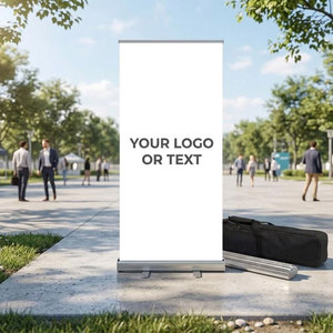 Bannière publicitaire verticale pop-up « Just Keep Running » en polypropylène tissé respirant, imprimée par transfert thermique, unisexe adulte toutes saisons - Product Image 3