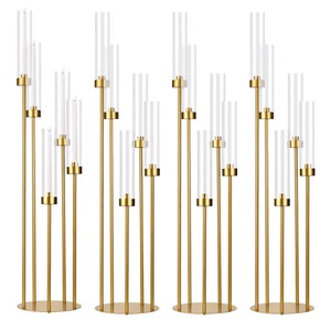 Ensemble de porte-bougies votives en cuivre hauts, design cylindrique, pour mariages, Noël, décoration intérieure, métal durable - Product Image 1