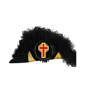 Gorra de Regalia Fraternal Personalizada de los Caballeros Templarios Anteriores Comandantes con Plumas Negras Rectas - Product Image 1