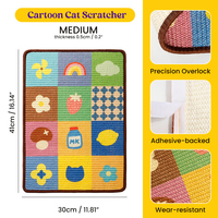 Planche à gratter pour chat en sisal colorée de taille moyenne 16,14x11,81x0,2 pouces, tapis à gratter adhésif pour chat, motif de dessin animé, durable et sûr