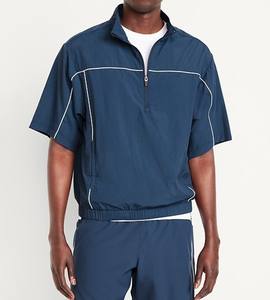 Conjunto Deportivo Personalizado de Nylon Ligero con Cierre para Hombre, Estilo Holgado, Cortavientos de Verano, Conjunto de Dos Piezas con Pantalones Cortos - Product Image 1