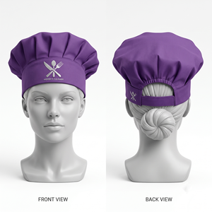 Gorro de Chef Unisex Premium de 200 GSM, Impermeable, de Polialgodón, con Impresión Digital Azul, Multipanel, Ajustable, con Logotipo Bordado Personalizado - Product Image 6