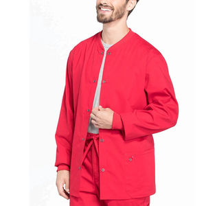 Blouse médicale noire pour homme, fermeture éclair, uniforme d'hôpital avec poche pour stéthoscope et porte-badge. - Product Image 3