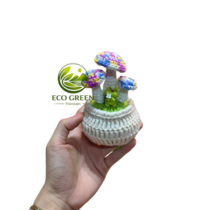 Plantes en pot au crochet personnalisées, fleurs tricotées à la main dans des pots en fil pour la décoration de la maison, du bureau, des mariages, des fêtes, des cadeaux et des magasins de détail - Product Image 1