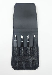Pinzas para cejas RMI Silver Tip con recubrimiento en polvo negro y juego de 4 estuches magnéticos negros. - Product Image 4