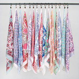 Bandana carrée artisanale 100 % coton multicolore imprimée au bloc, accessoire de mode multifonctionnel pour la tête et le cou, vente en gros - Product Image 6