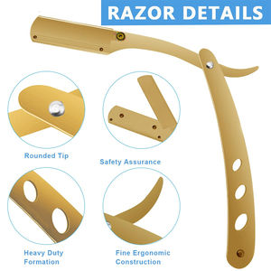Juego de Tijeras de Peluquería Profesionales de 5.5 Pulgadas, Tijeras Texturizadoras de Acero Inoxidable con Cuchilla de Precisión, Herramientas de Salón en Dorado y Negro - Product Image 3