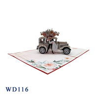 Carte de vœux pour voiture de mariage « Just Married » tendance, best-seller, personnalisée, style 3D pop-up fait main, artisanat en papier, Thanksgiving