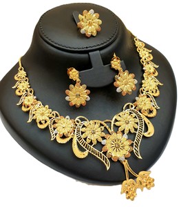 Colección Exclusiva de Dubái, Conjuntos de Joyería de Moda Clásica de Latón Chapado en Oro de 24 Quilates para Compromiso, Aniversario y Boda - Product Image 1