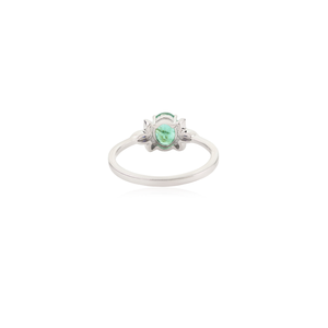 Classy Floral Cluster Oval Cut Natural <b>Emerald</b> & Round Blue Sapphire Prong Setting Minimal 925 Sterling <b>Silver</b> <b>Ring</b> for Women's - Product Image 6