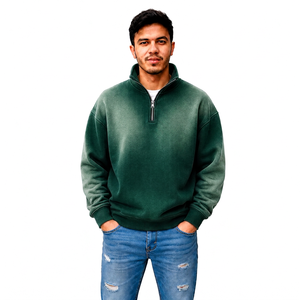 Fabricant de vêtements en gros pour hommes, style streetwear, avec effet délavé personnalisé, fermeture éclair quart de tour, marque privée, fournisseur OEM, usine - Product Image 1