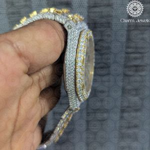 Montre de luxe pour homme Charm Jewels avec diamants, boîtier carré de 40 mm, mouvement mécanique analogique, chronographe, résistance à l'eau 10 bars, date automatique - Product Image 2