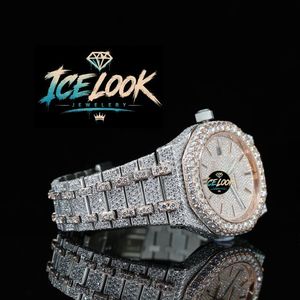 นาฬิกาควอตซ์ Ice Look หน้าปัดคริสตัลแซฟไฟร์ ขอบเพชร สายขนาด 20 มม. ตัวเรือนขนาด 40 มม. นาฬิกาแฟชั่นหรูหราสำหรับผู้ชาย - Product Image 2