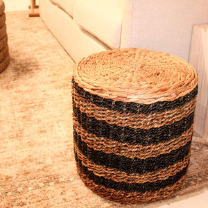 Handmade Natural Woven Seagrass End Table Accented <b>Stool</b> or <b>Ottoman</b> Piece - Product Image 2