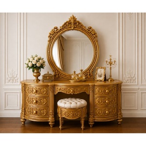 Exquisite Master Bedroom Suite <b>Vanity</b> <b>Table</b> with Stool Buy Dresser with <b>Mirror</b> and Stool 6 Drawers Bedroom Dressing <b>Table</b> Set - Product Image 1