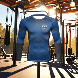 High Collar UPF50 Quick Dry Long Sleeve <b>Mens</b> <b>Compression</b> <b>Shirt</b> with Front Logo Eco-Friendly Rashguard Factory Supply - Product Image 1