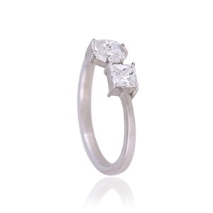 925 Sterling <b>Silver</b> <b>Ring</b> with CVD Diamond Princess Cut and Oval Cut Open Band <b>Silver</b> Plated <b>Adjustable</b> Fashion <b>Ring</b> for Women - Product Image 4