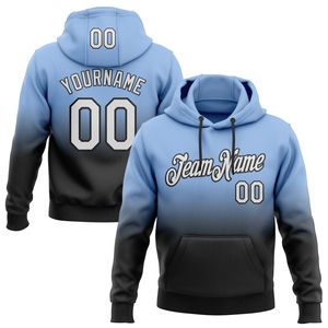 Sweat-shirt à capuche sportif tendance, nouveau design, personnalisé, bleu clair, blanc-noir dégradé, vente en gros directe - Product Image 1