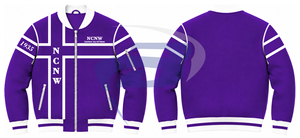 Chaqueta Universitaria para Mujer NCNW Sorority, Blanca, con Letras Griegas Bordadas, Cierre Frontal, Estilo Preppy, Cuello y Puños con Letras - Product Image 3
