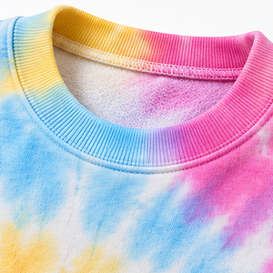 Sweat-shirt tie-dye teint réactif en molleton bouclette à col rond, style athleisure, streetwear et décontracté, fournisseur de vêtements en gros - Product Image 6