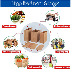 Bolsas de compras biodegradables ecológicas personalizadas, bolsa de papel para embalaje de comida rápida, bolsa de papel kraft de papel para llevar para restaurante - Product Image 5