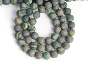 Cuentas sueltas redondas de verde mate natural, grado gema, para la fabricación de joyas, pulseras, collares, manualidades DIY. - Product Image 3