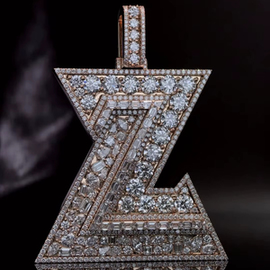 จี้เพชรเลตเตอร์ LZ แบบปลูกในห้องปฏิบัติการ สร้อยคอทองคำ ประดับเพชรเต็มตัวอักษร  เครื่องประดับฮิปฮอป ของขวัญสลักชื่อตามสั่ง สำหรับผู้ชายและผู้หญิง - Product Image 1