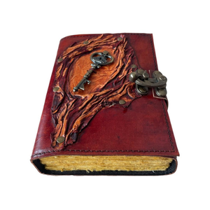 Carnet de sorts en cuir fait main, rouge, gaufré, Grimoire, avec bord festonné, mini, écologique, cadeau, papier classique - Product Image 4