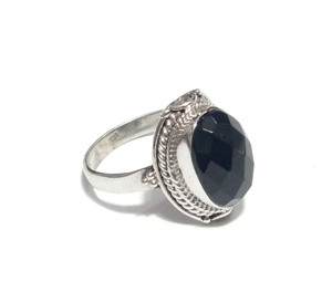 Anillo de Piedra Preciosa de Ónix Negro Natural, Plata de Ley 925, Corte Ovalado Facetado, Joyería Hecha a Mano, KGN SILVER JEWELLERY HOUSE - Product Image 6