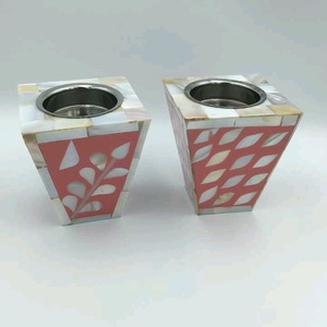 Handmade Mother of Pearl Inlay Eco-friendly Custom Printing <b>Tea</b> <b>Light</b> Holder Decorative <b>Scented</b> Candle Vessel Gift - Product Image 3