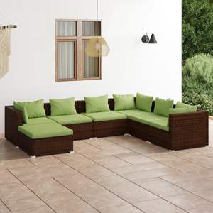 Conjunto de Muebles de Jardín de Ratán PE Marrón con Acero con Recubrimiento en Polvo para Espacios Exteriores - Product Image 1