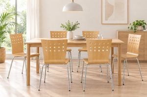 Modern Beech Wood <b>Dining</b> <b>Chair</b> with Chrome Legs <b>Stackable</b> Minimalist Design for Home Furniture - Product Image 4