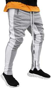 <b>Men</b> <b>Navy</b> Blue Sweatpants With White Side Stripe Elastic Waist Zipper Fly Casual <b>Joggers</b> Breathable Knitted Fabric Autumn Wear - Product Image 5