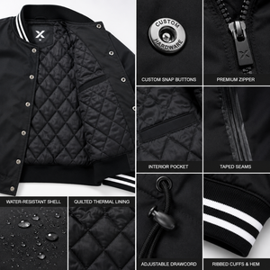 Veste à capuche de baseball pour homme X Sports City, en toile 100% nylon, couleur unie, boutons sur le devant, coupe régulière, résistante à l'eau - Product Image 4