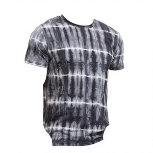 Camiseta de Manga Corta para Hombre, Tie-Dye, Corte Regular, Cuello Redondo, Diseño Casual a Rayas, 100% Algodón, Tejido de Punto - Product Image 1