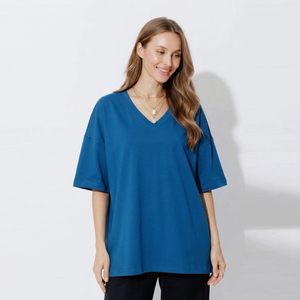 T-shirt col en V oversize pour femme, manches courtes, respirant, pour le jogging quotidien, tee-shirt de sport oversize, t-shirts décontractés pour femmes - Product Image 5